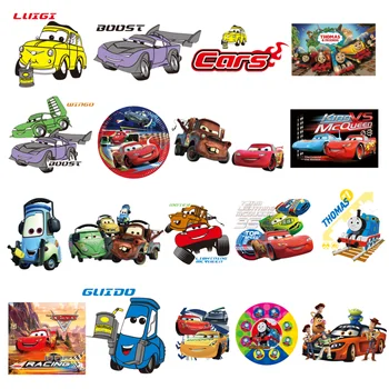 

18PCS Wholesale Cars Patches Iron On Apparel DIY Accessories Thermal Transfer Stickers lightning mcqueen Heat Sensitive Applique