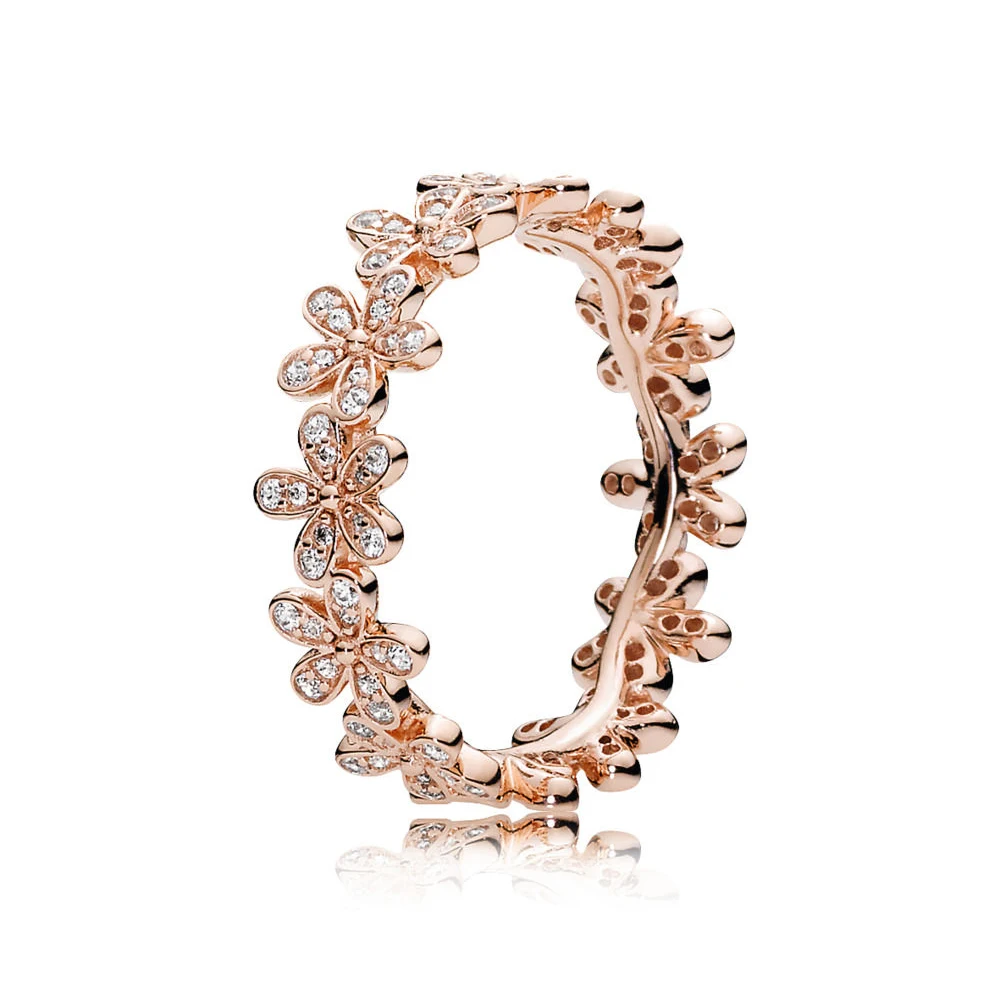 Goedkoop KAKANY 925 Sterling Zilver Rose Goud Ronde Crown Hart Vormige Clover Ring Originele Hoge Kwaliteit 11 Mode sieraden DIY