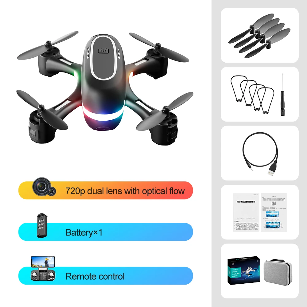 2021 New Toys Mini Drone Rainbow LED Dynamic Light Remote Control Helicopter Toy RC Quadcopter Aerial Photography HD Dual Camera syma remote control RC Quadcopter