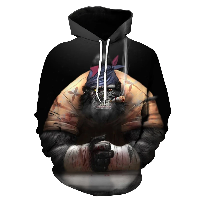 

Funny Autumn monkey hoodie men women new animal gorilla 3D sweatshirt HD printed hooded jacket hip hop Casual streetwear hombre