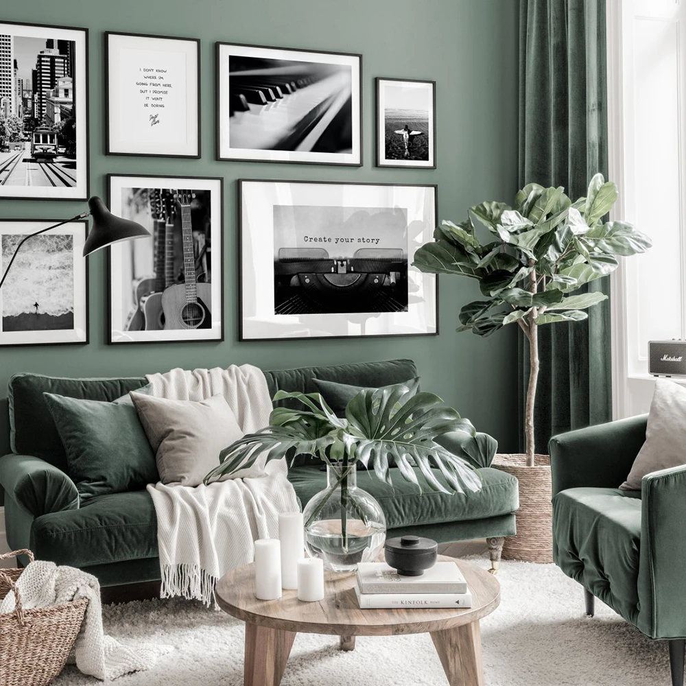 

Nordic Wall Art Poster Print Trendy Guitar Music Instruments Canvas Decorative Painting Black White Wall Picture For Living Room