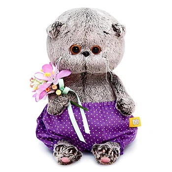 

Soft toy "Basik BABY" in lilac underpants and with a bouquet of 20 cm