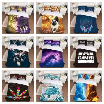 

Fashion Bedding Set 2/3pcs 3d Digital Unicorn Printing Bedding Set Duvet Cover Sets 1Quilt Cover + 1/2 Pillowcases US/EU/AU Size