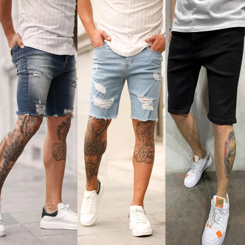 Summer Denim Shorts Men Hole Slim Skinny Jeans Men Fashion Streetwear Brand  Clothes Mens Hip Hop Jeans - Casual Shorts - AliExpress