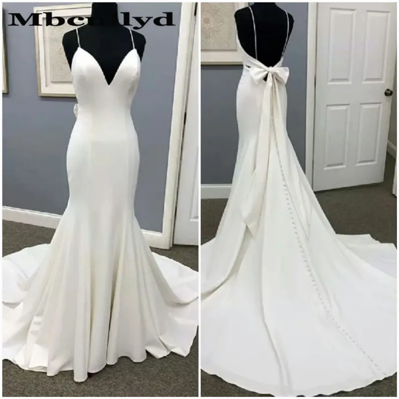 Роскошное атласное свадебное платье Mbcullyd с юбкой годе для женщин 2020 пикантные