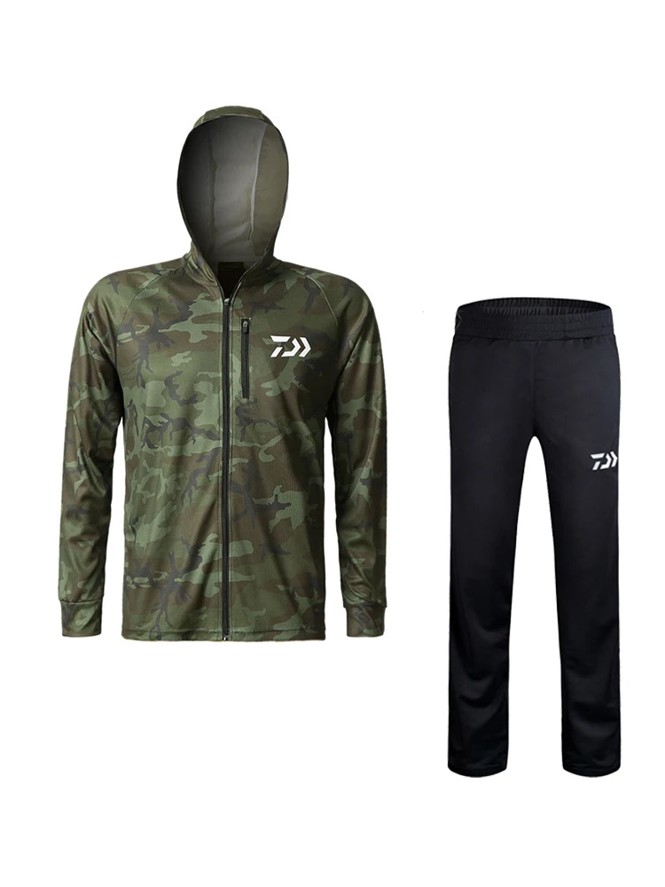 2020 New Men Daiwa Camouflage Fishing Clothes Thin Breathable Hygroscopicity Quick Dry Anti-uv Shirt Jacket Suit | Спорт и