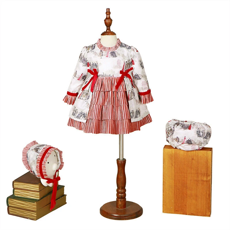 Платье для малышей испанский дворец для девочек, праздничные платья принцессы на день рождения Крестильная одежда для девочек детское платье розовый халат Fille childre