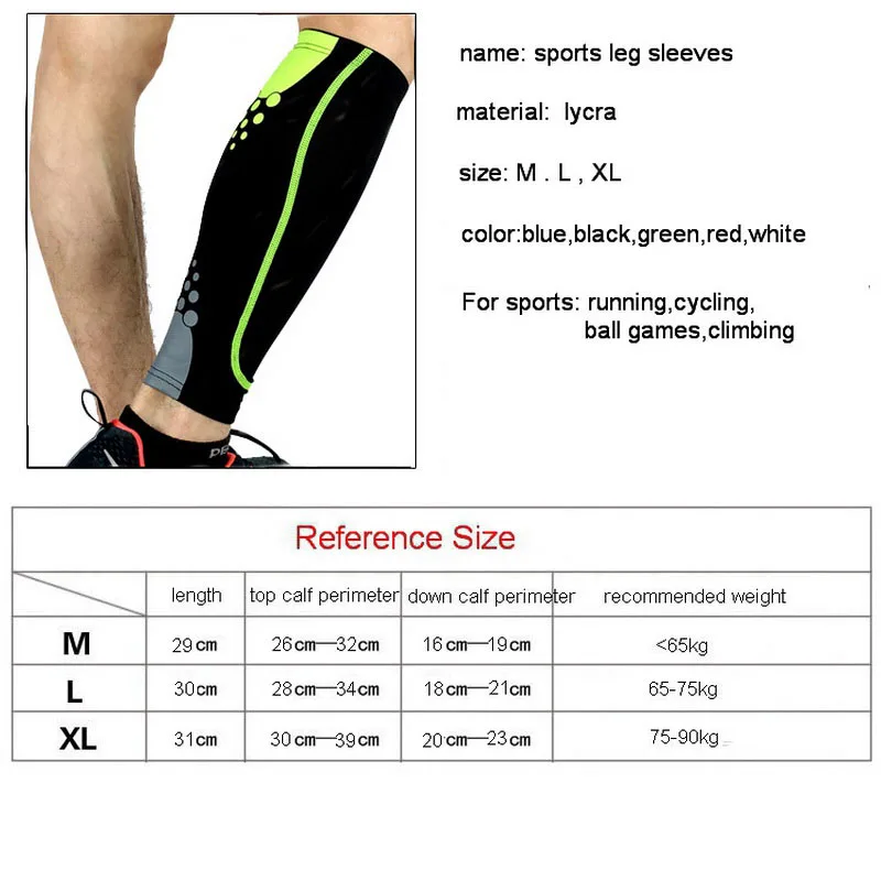 1 Pair Basketball Football Leg Sleeves Calf Compression Running Cycling Shin Guards UV-Protector Soccer Fitness calcetines