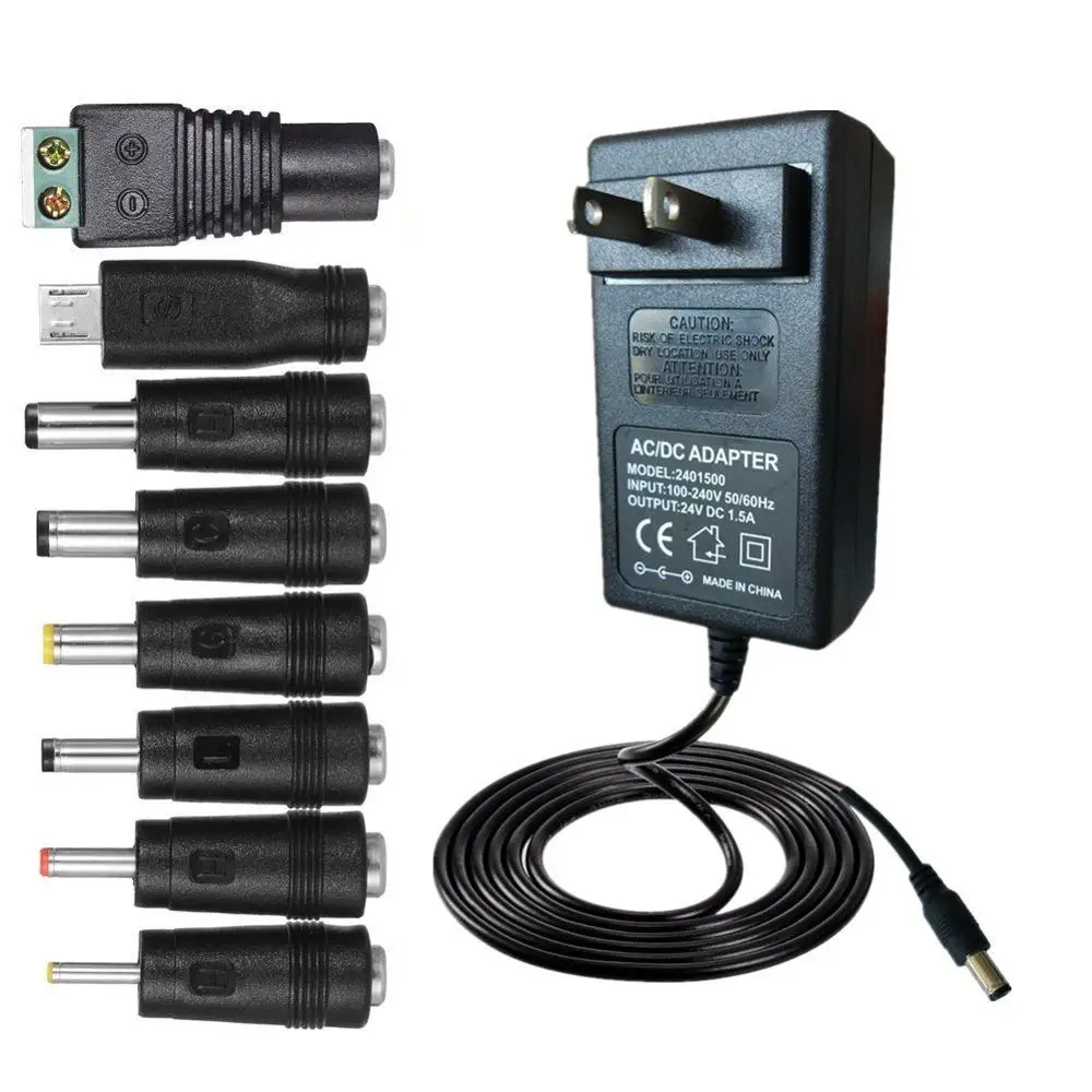 30W 2 V-24 V 1.2A Универсальный адаптер переменного/постоянного тока импульсный источник питания с 8 выбираемыми наконечники переходника и микро-usb-штекер, для 2V до 12V Ho