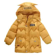Детская одежда для маленьких мальчиков плащ в стиле Бэтмена, зимние куртки для маленьких мальчиков детская теплая верхняя одежда с капюшоном, куртка для детей, От 1 до 5 лет