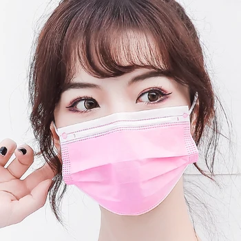 

10/50/100 Pcs Disposable Pink Non-woven 3 Layers Face Mask Breathable Mask Protective Breathable Earloops Masks Adult Mouth Mask