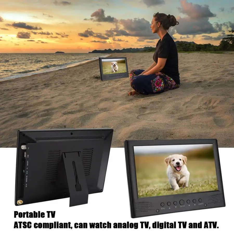 LEADSTAR 9 дюймов DVB-T/T2 ATSC Портативный цифровой телевизор фронтальный динамик мини автомобиль аналоговый телевизор tf-карта Телевизор с автомобильным держателем зарядное устройство