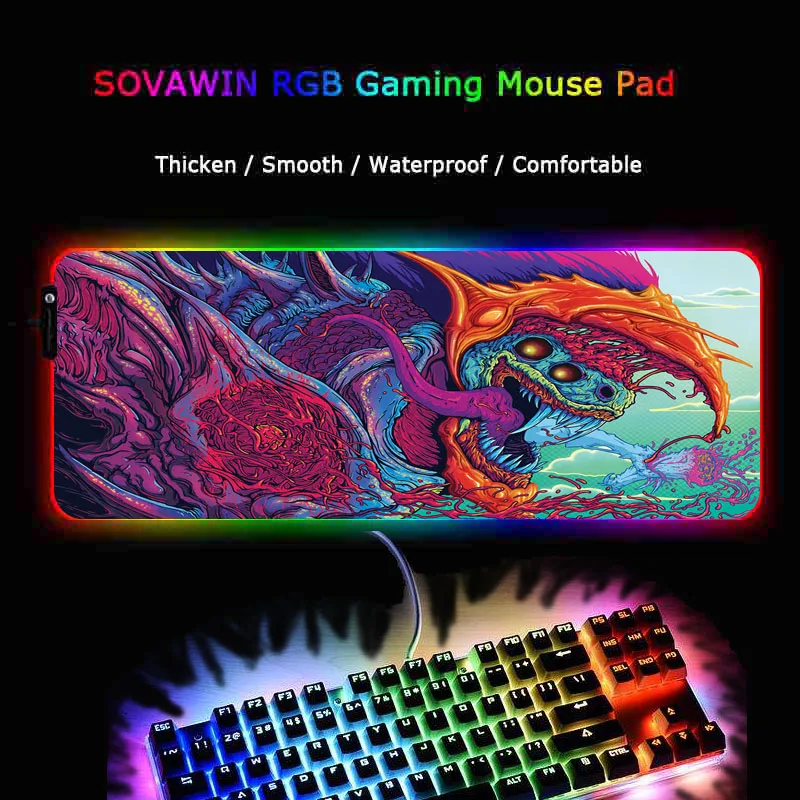 XGZBig большой игровой RGB коврик для мыши XL геймерский коврик для мыши для Cs Go Hyper Beast ПК компьютер Led подсветка XXL клавиатура Настольный коврик