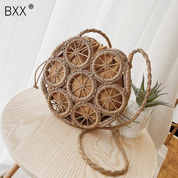 

[BXX] Straw Bucket Bags For Women 2020 Summer Crossbody Bags Lady Travel Purses and Handbags Female Shoulder Messenger Bag HN011