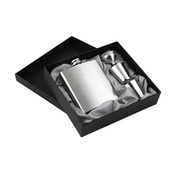 

Popular 7oz Stainless Steel Pocket Hip Flask Funnel Cups Set Drink Bottle Gift