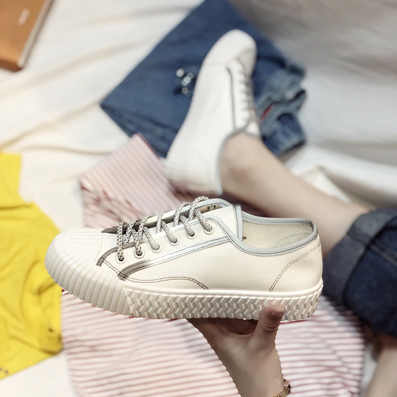 

New Low Top Arrival Fashion Colorful Smooth Upper Shoes Breathable Flat Female Casual Sneakers Ulzang Cebu Shoes W31-47