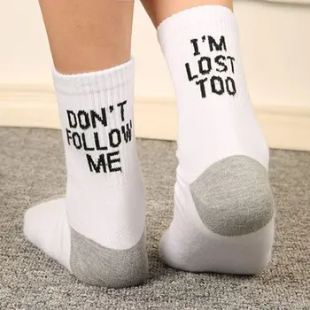 

Unisex Funny Word Letter Print Cotton Long Crew Socks Message Hip Hop Skateboard