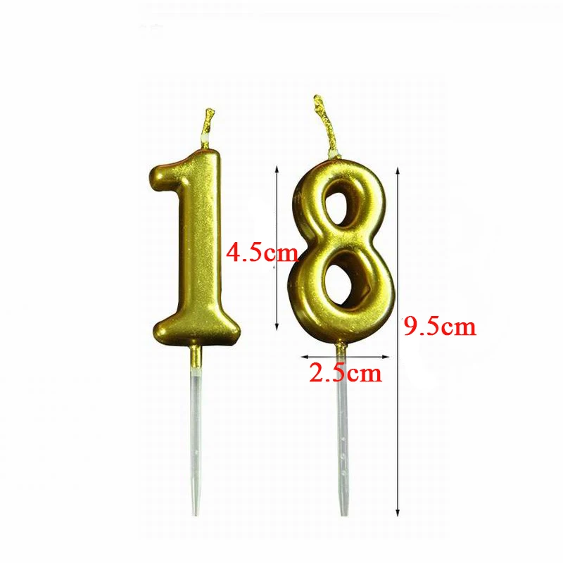 Happy Birthday Cake Topper Gold Silver Rose Gold Number Candles Birthday Cake Decoration Baby Shower Annivesary Party Supplies