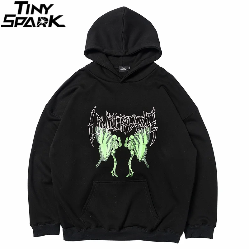Harajuku Hoodie Sweatshirt Streetwear Winter Butterfly Cotton Pullover Dancing-Skull