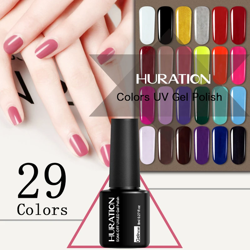 

Huration Pure Colors Gel for Nails 8 Ml Soak Off Manicure UV LED Lucky Vernis Semi Permanent Nail Enamel Top Coat Gel Primer