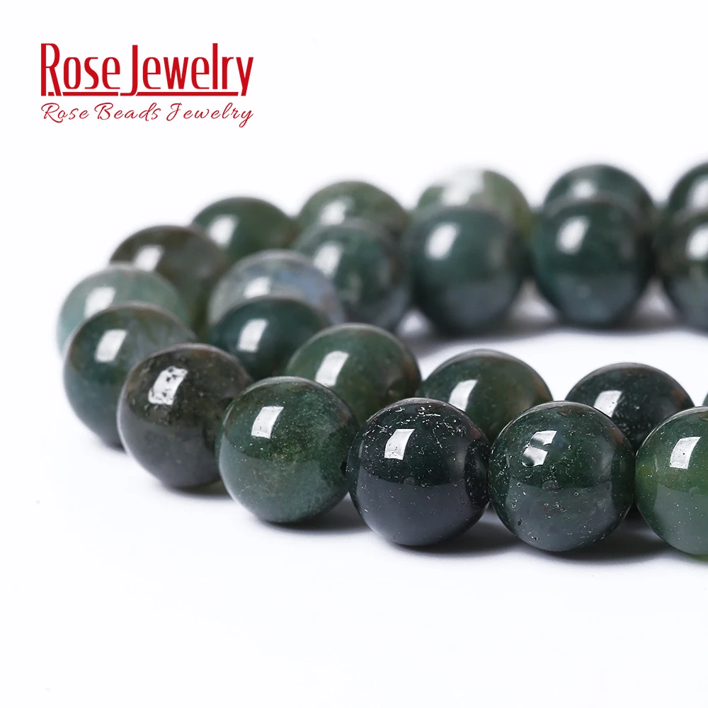 Agata Di Muschio Pietra Naturale Di Alta Qualità Pietra Preziosa Liscia Perline - Foto 8