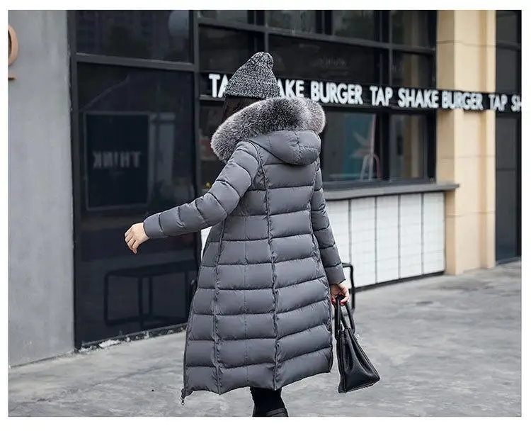 Женское теплое пальто, длинные женские зимние парки, куртки с меховым воротником, толстая верхняя одежда с капюшоном, теплая верхняя одежда, Casaco Feminina Inverno