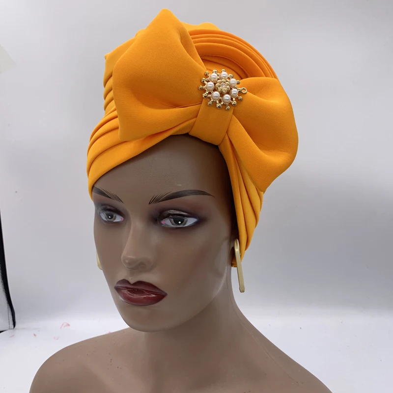 africa dress Bow-tie Turban Caps for Women Fashion African  Headtie Nigerian Wedding Gele Muslim Headscarf Bonnet Female Head Wraps african dress style Africa Clothing