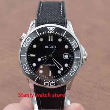 

Luxury Bliger 41mm black dial luminous marks ceramic bezel sapphire glass miyota 8215 self-winding movement men's wrist watch