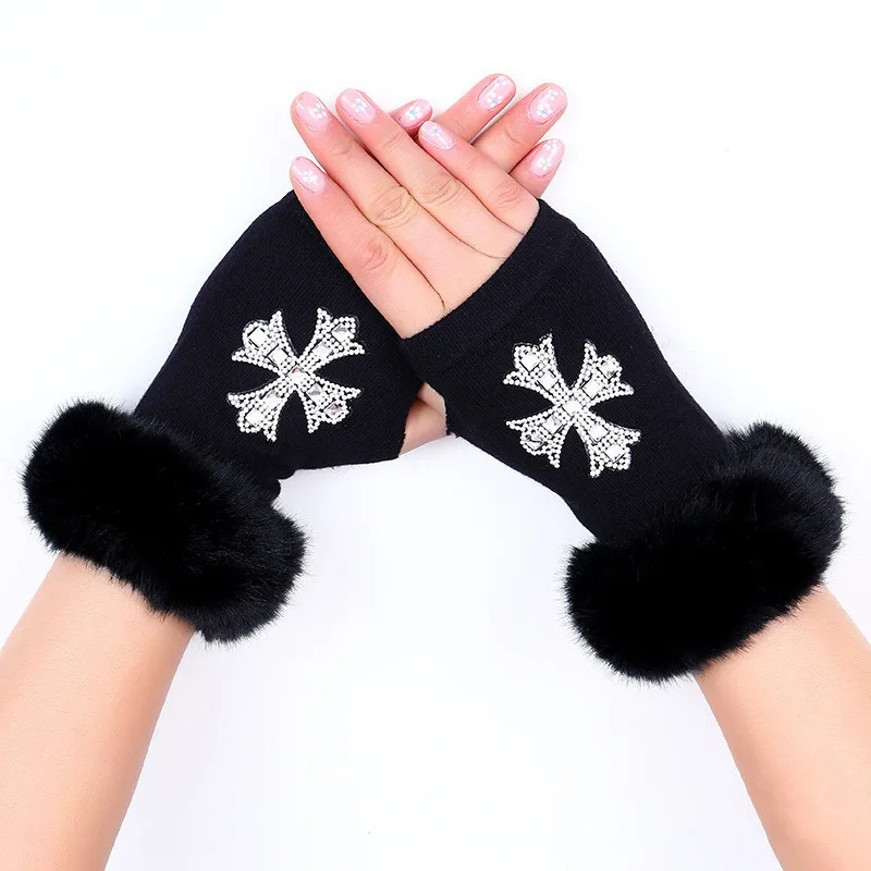 Dilidala перчатки зимние теплые вязаные перчатки без пальцев модные черные модные перчатки зимние женские перчатки - Цвет: 4