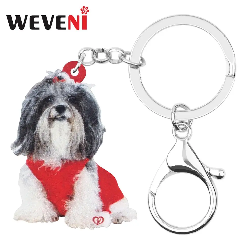 WEVENI Акрил Рождество Shih Tzu собака ключи цепочки Ключи Кольца сумка автомобильный