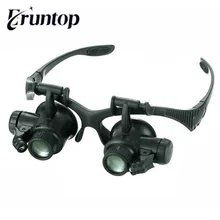 1 conjunto fone de ouvido óculos estilo led relógio reparação lupa com 10x 15x 20x 25x lupa