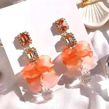 

Bohemian Crystal Orange Flower Petals Earrings For Women 2020 New Jewelry Elegant Pendientes Wholesale