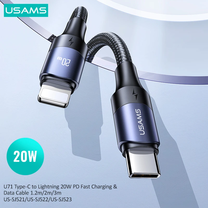 type of android charger USAMS 100W 6A 3 in 1 Cable USB A C To Lightning Type C Cable QC PD Fast Charge Cable For iPhone 13 12 11 Pro Max Huawei Xiaomi charger type for android Cables