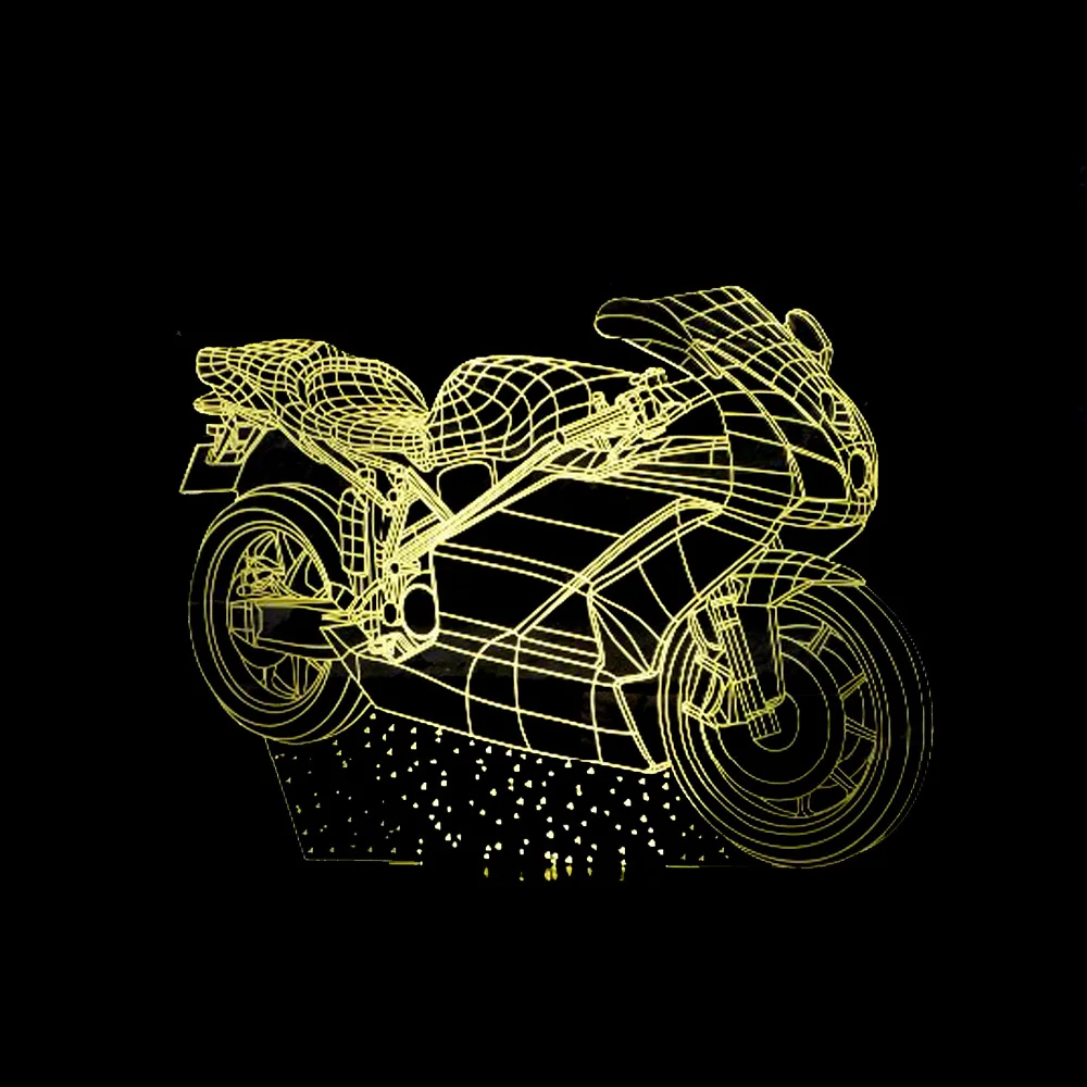 

New Style Motorcycle 3D Visual Lamp Colorful Touch Remote Control Color Changing Acrylic 3D Small Table Lamp LED Night Light