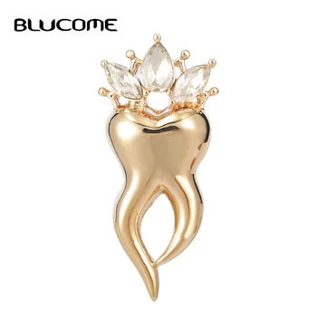 

Blucome Rhinestone Crown Tooth Shape Brooch Corsage Dentist Gifts Brooches For Men Women Badges Backpack Bag Hats Accessories