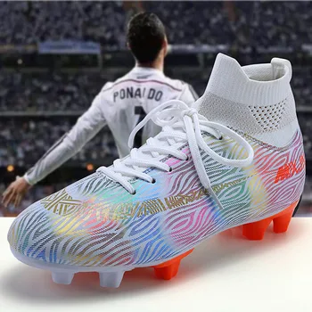 

Indoor Soccer Shoes Men High Top Football Shoes Breathable Light Nonslip Soccer Cleats Shoes Turf Futsal Mens Training Sneakers