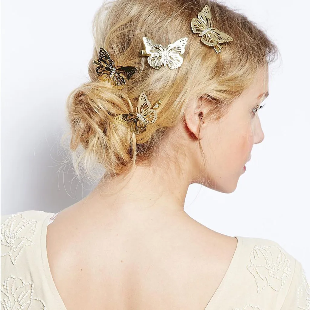 

Shining Metal Hairpins Headdress Golden Butterflies Headwear Hair Cilps Hairgrip Hair Accessories for Women Girlish Hairband