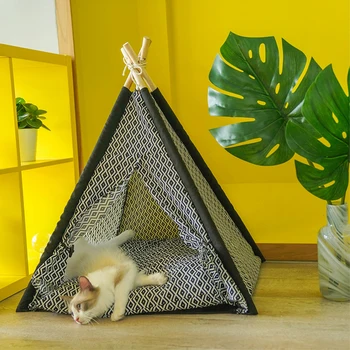 

Window Cat Bed House Wooden Tent Yurt Portable Sleeping Hammock Pod Sleeping Gatos Productos Para Mascotas Kitten Bed QOO50MW