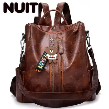 

Women Backpack 2020 Vintage High Quality Youth Leather Backpacks For Teenage Girls Female School Shoulder Bag Bagpack Mochila