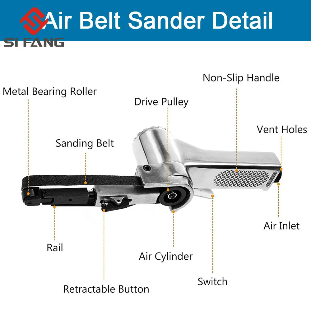 10*330mm Air Belt Sander Sanding Machine Grinding Machine Belt Grinder Air Compressor Sanding Pneumatic Tool 16000rpm pneumatic orbital sander
