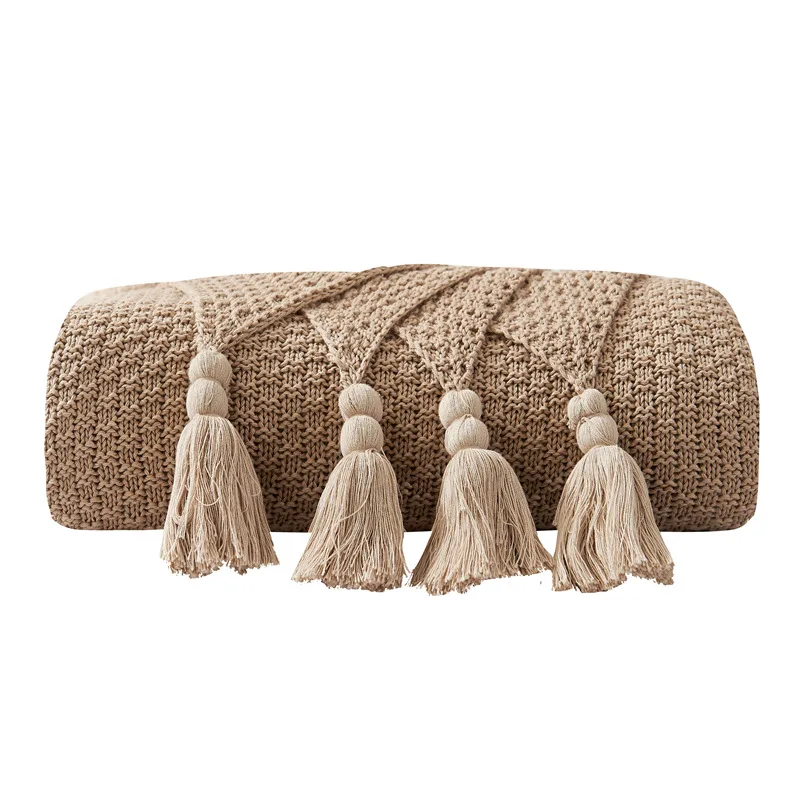 High Handmade quality cotton knit blanket, office&car rest blanket.Travel boarding blanket Christmas decoration blanket - Цвет: bo luo ge ka qi