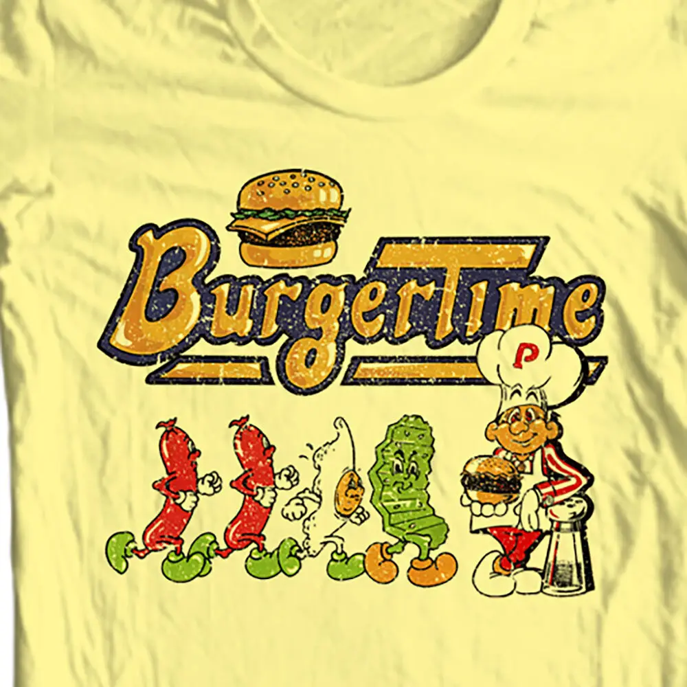Футболка Burger Time Ретро 80's аркадная видеоигра винтажная 100% хлопковая