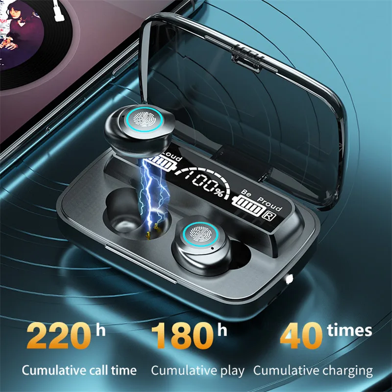 USLION Wireless V5.0 Bluetooth Earphone TWS 9D Stereo Waterproof Earbuds Earphone 2000mAh Charging Box Lightweight Comfortable