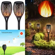 1 шт. на солнечных батареях, 72/96 светодиодов, пламенная лампа, водонепроницаемый мерцающий фонарь для газона, наружный садовый пейзаж, украшение огней