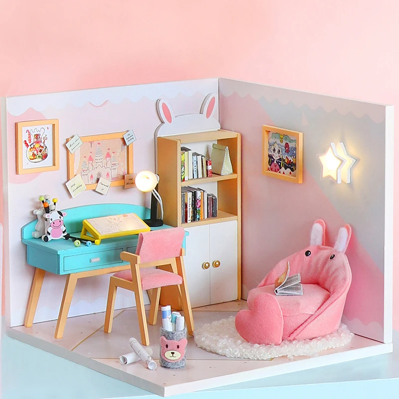 

CUTEBEE DIY Dollhouse Wooden Doll Houses Miniature Doll House Furniture Kit Casa Music Led Toys for Children Birthday Gift