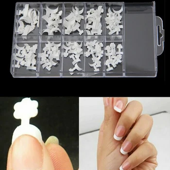 

100Pcs/set Short White French Manicure Wrap Nail Tips False Nail Wraps Acrylic Nails Beauty Nail Art Tools