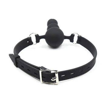 Adult Games Mouth Gag Silicone Ball Oral Fixation PU Leather Band Bondage Restraints Gag Ball Bdsm Slave Game Sex Toys for Women 3
