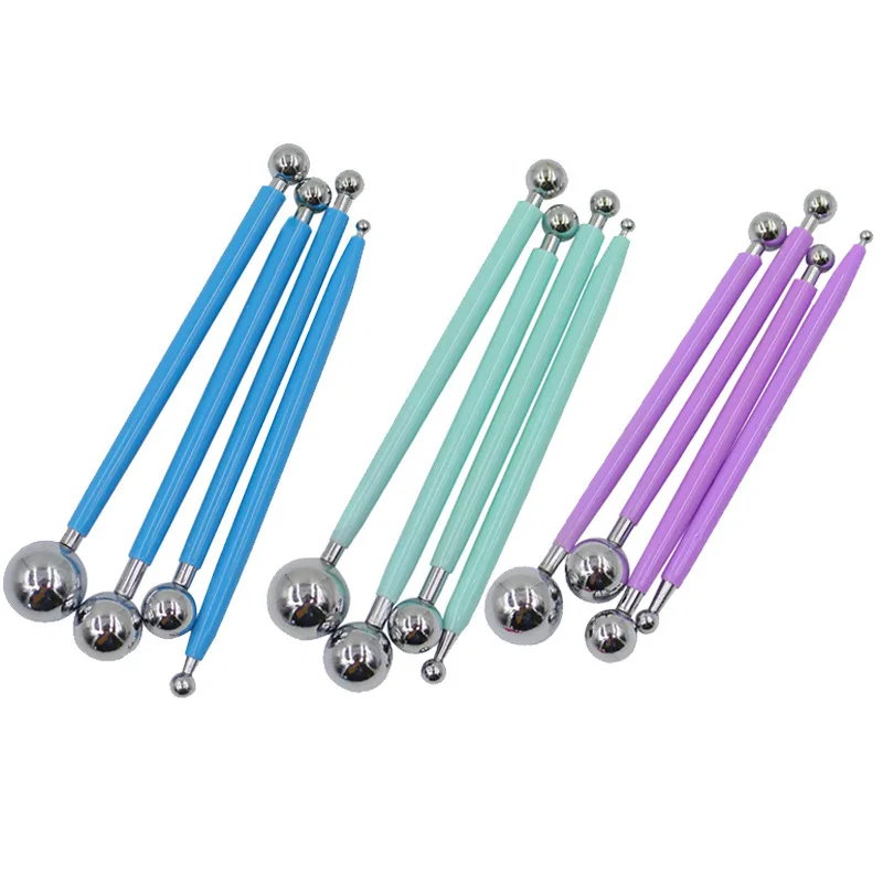 Bakery 4 jian tao Stainless Steel Spherical Carving Group Pill Bar Steel Eight Head Pen Fondant Clay Colored Clay Tool