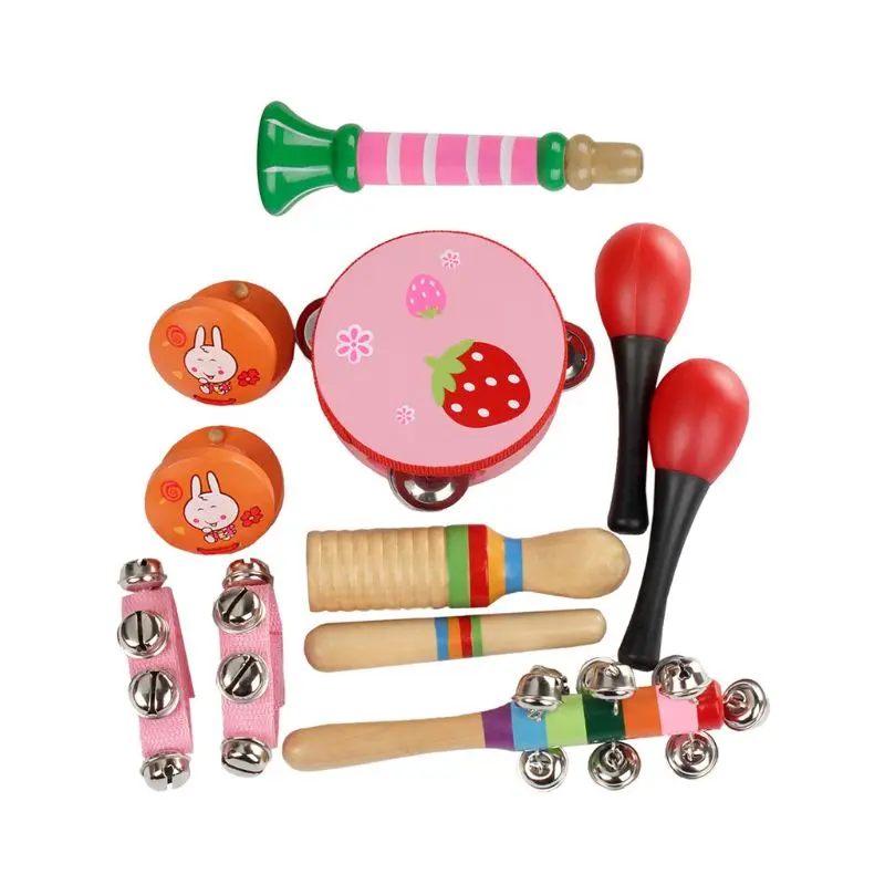 10 шт. orff Музыкальные инструменты набор детей раннего детского музыкального перкуссия игрушка комбинация обучение в детском саду - Цвет: Pink