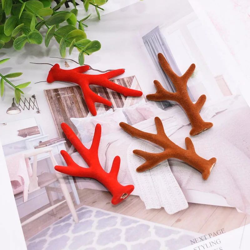 5 Pairs Red/brown Simulation Antlers DIY Handmade Cute Headband Headdress Accessories Material Christmas Party Decor Photo Props